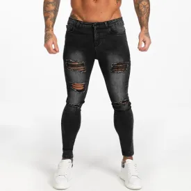 3112 Dark Washed Ripped Black Skinny Jeans