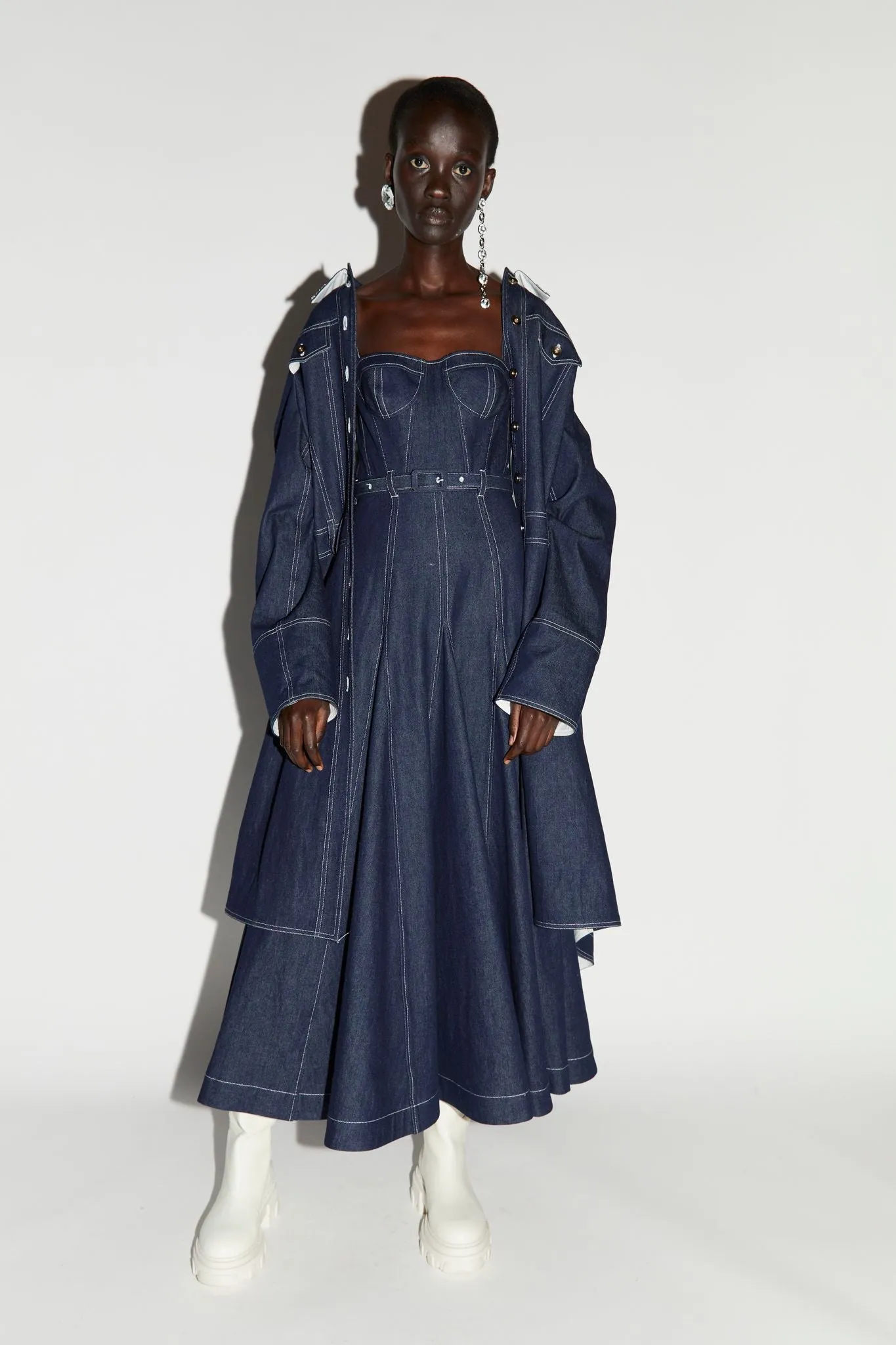 AIDEN COAT INDIGO EMBELLEISHED DENIM
