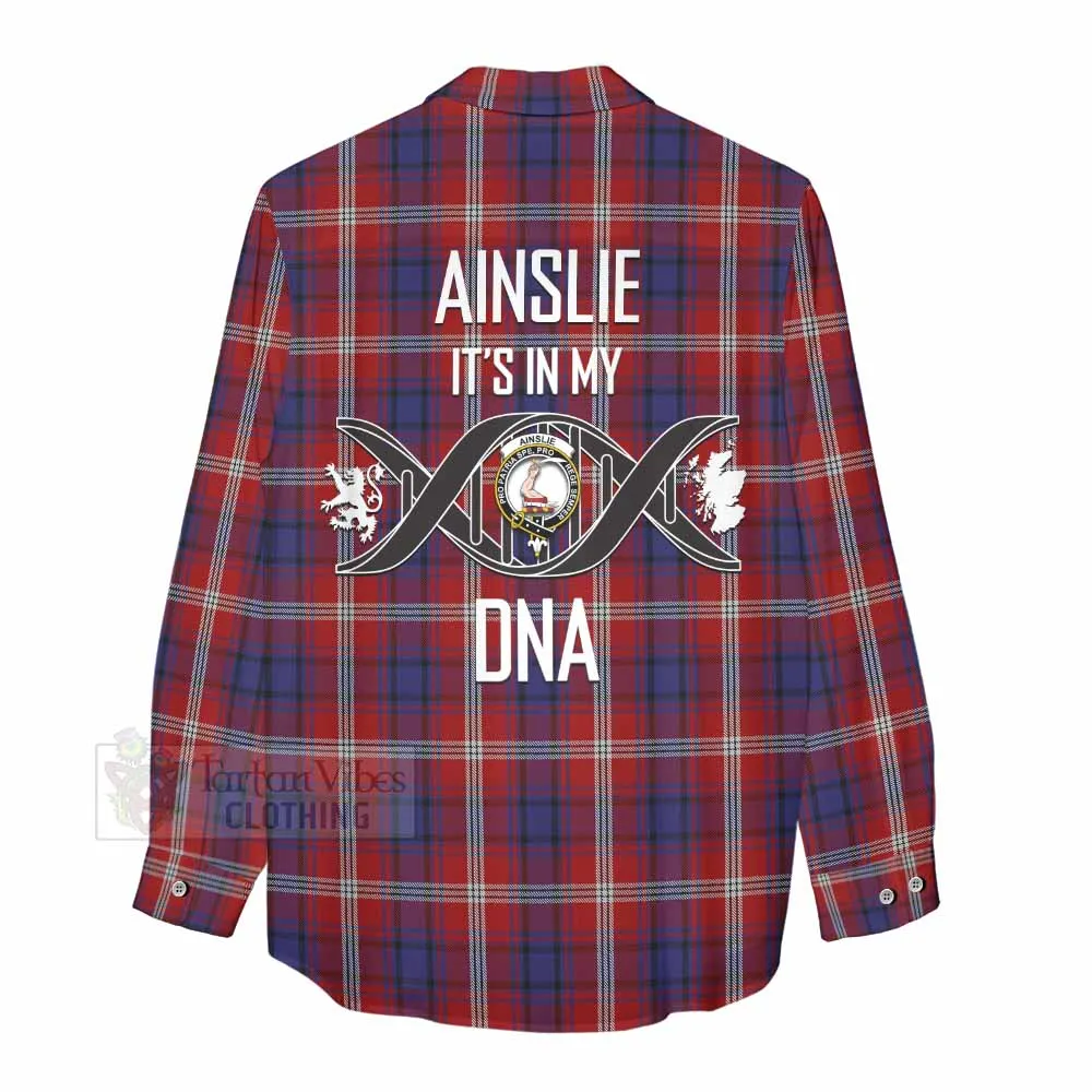 Ainslie Tartan Women's Casual Shirt with Family Crest DNA In Me Style