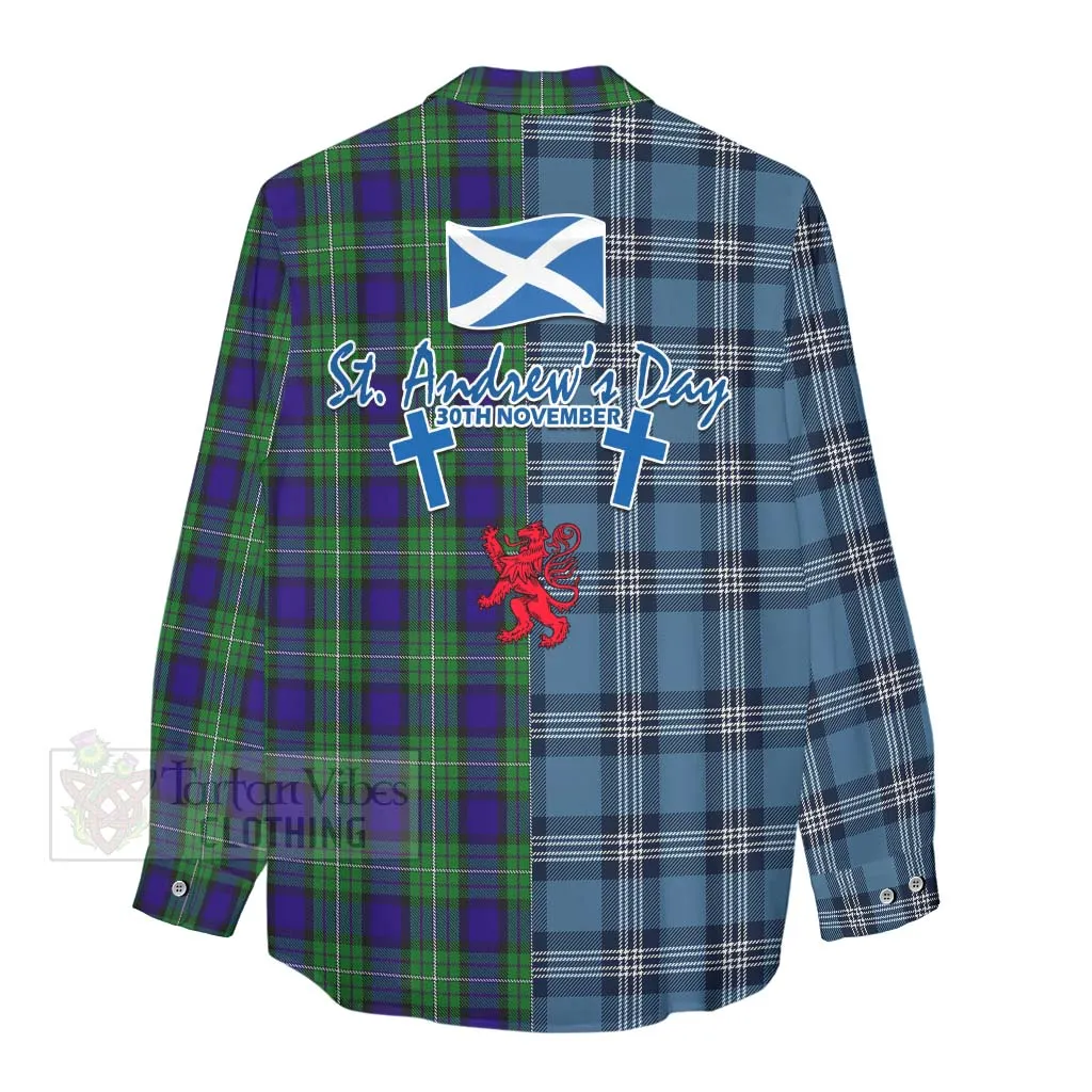 Alexander Tartan Women's Casual Shirt Happy St. Andrew's Day Half Tartan Style