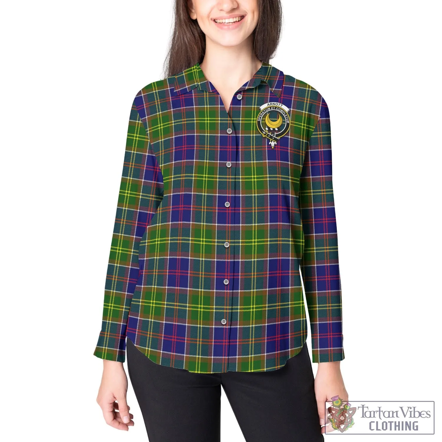Arnott Tartan Women's Casual Shirt with Family Crest