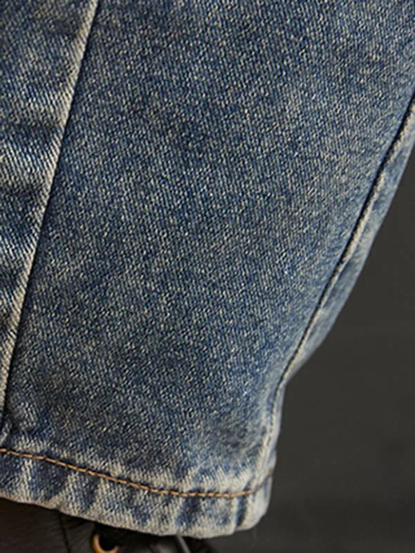 Artistic Retro Loose Solid Color Denim Overalls