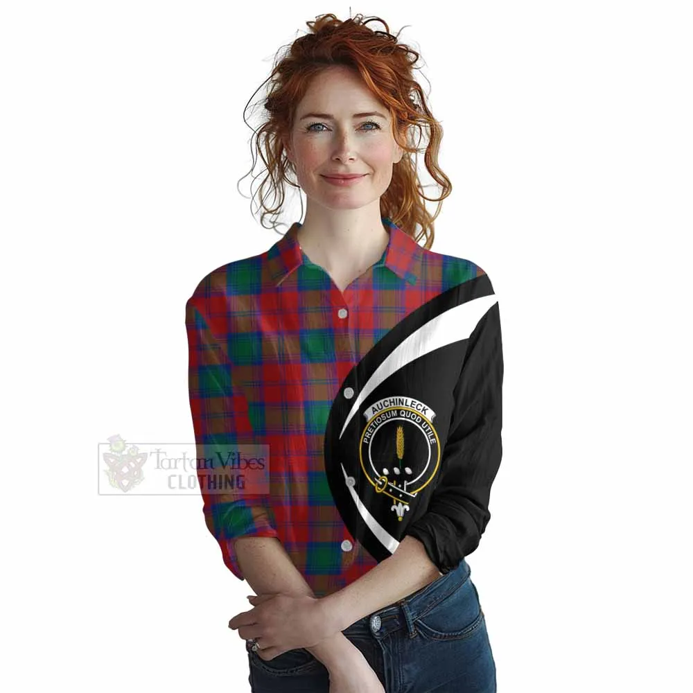 Auchinleck (Affleck) Tartan Women's Casual Shirt with Family Crest Circle Style
