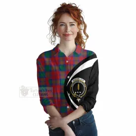 Auchinleck (Affleck) Tartan Women's Casual Shirt with Family Crest Circle Style