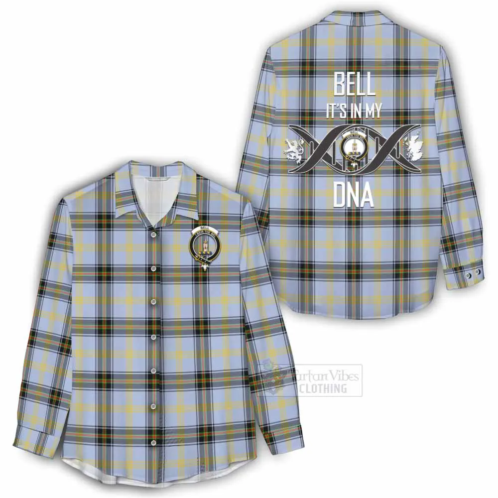 Bell Tartan Women's Casual Shirt with Family Crest DNA In Me Style