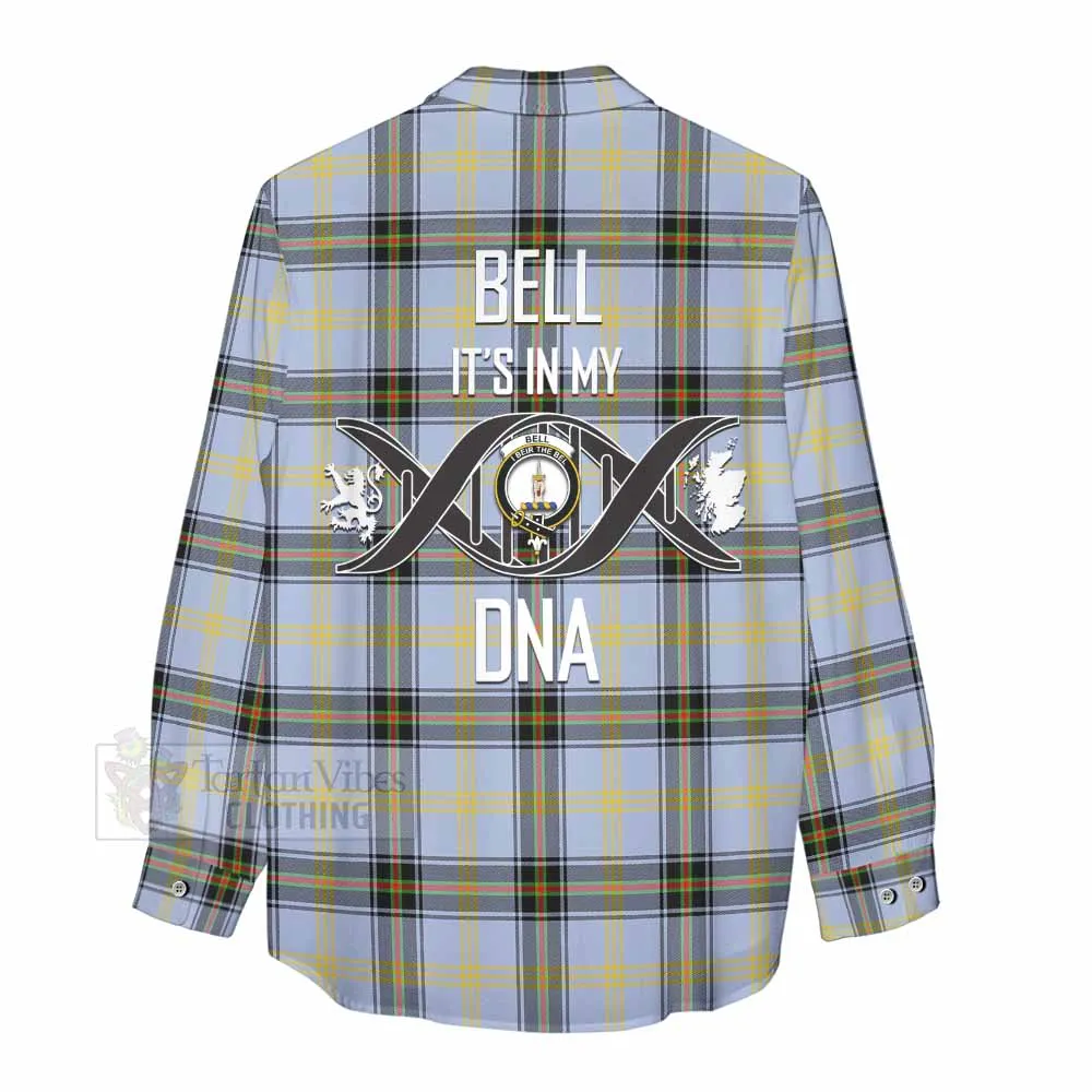 Bell Tartan Women's Casual Shirt with Family Crest DNA In Me Style