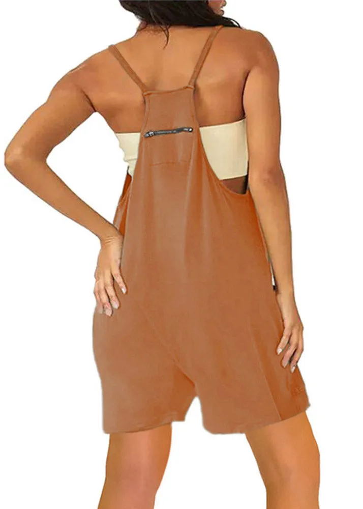 Big Yards Pocket Brown Suspenders Jumpsuits Overalls LY3886