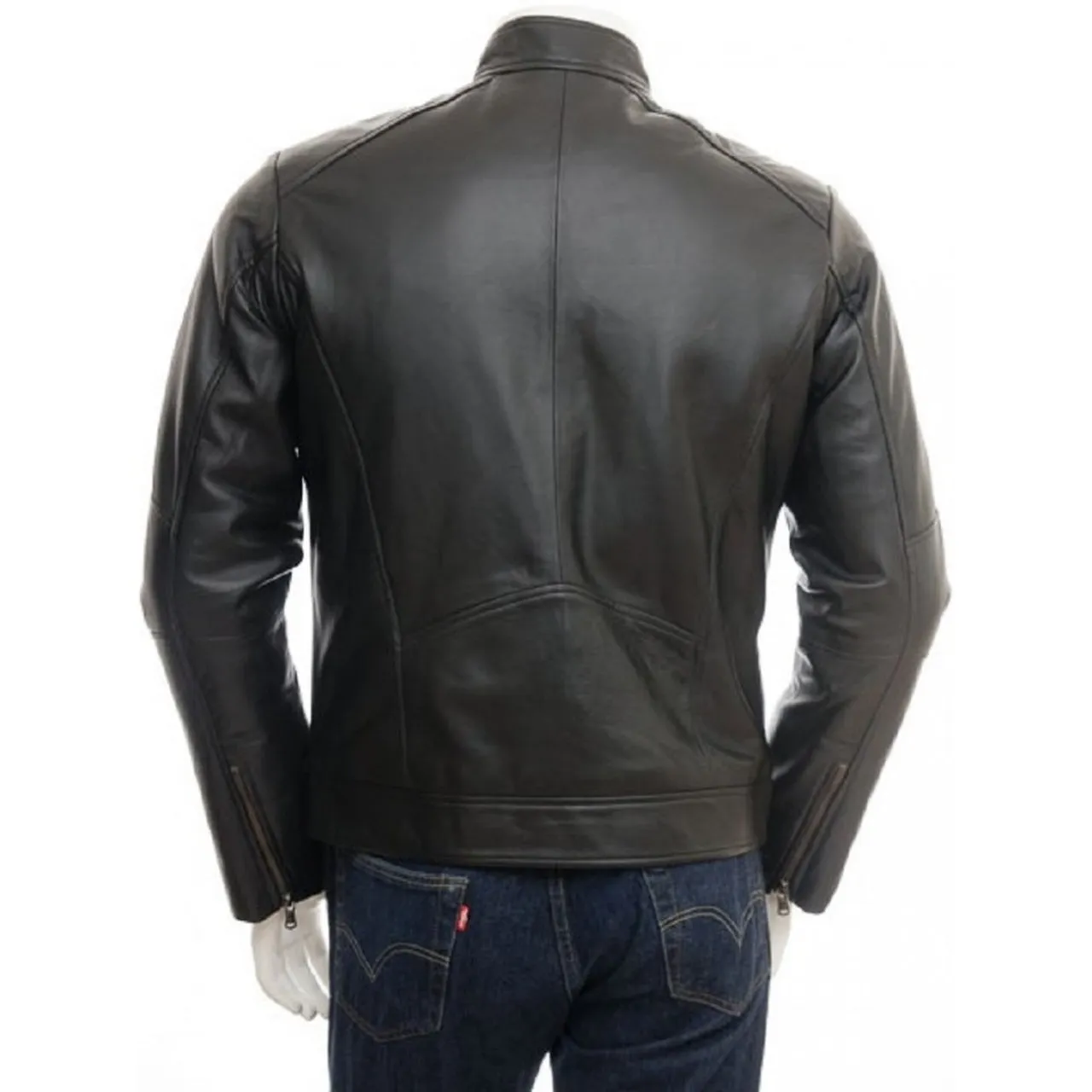 Black Stylish Lambskin Leather Jacket for Men