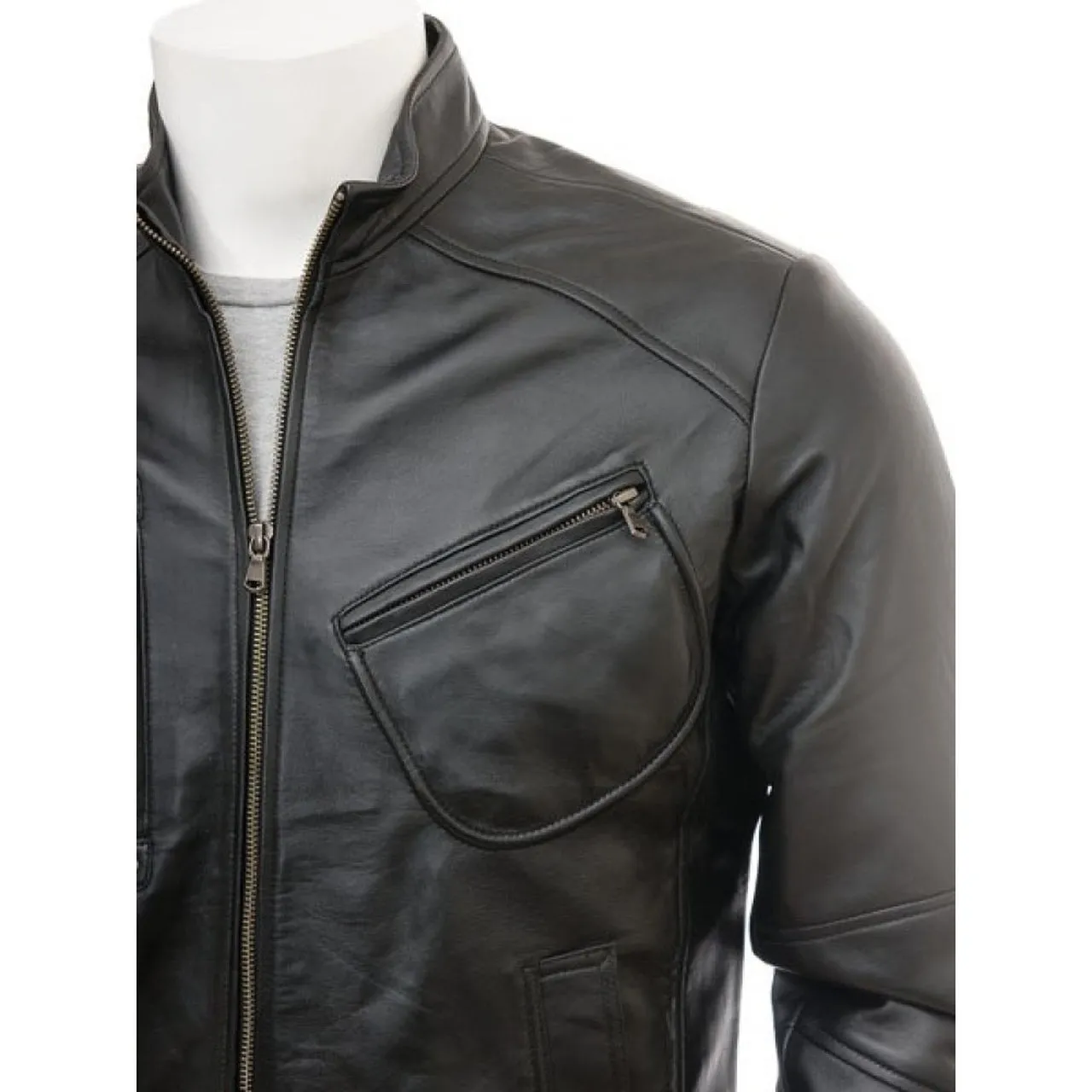Black Stylish Lambskin Leather Jacket for Men
