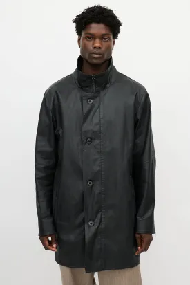 Black Waxed Denim Coat