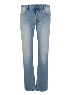 Blue straight-leg jeans