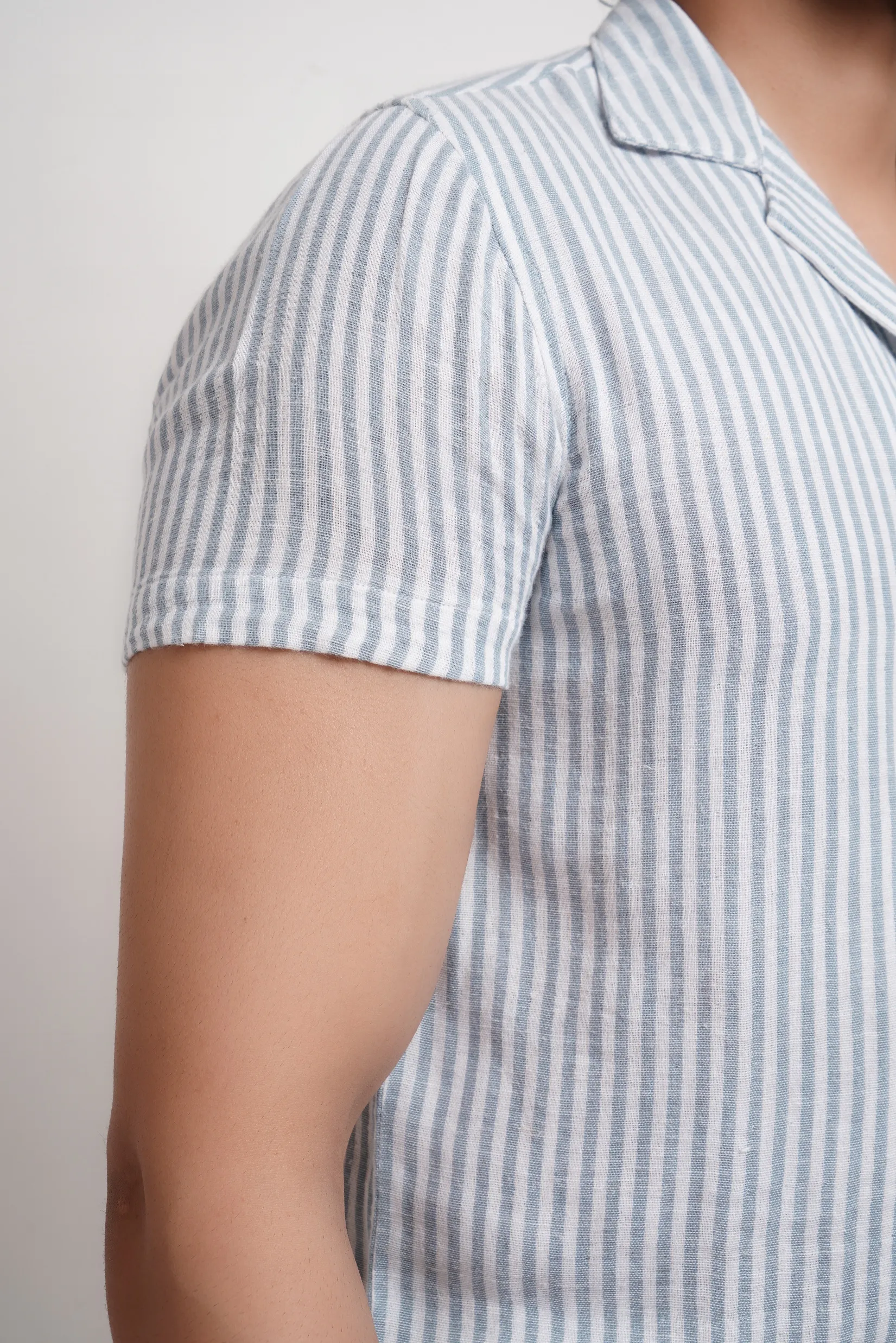 Blue Striped Lapel Shirt