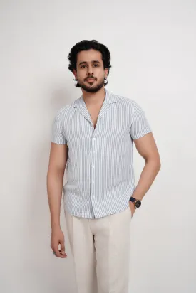 Blue Striped Lapel Shirt