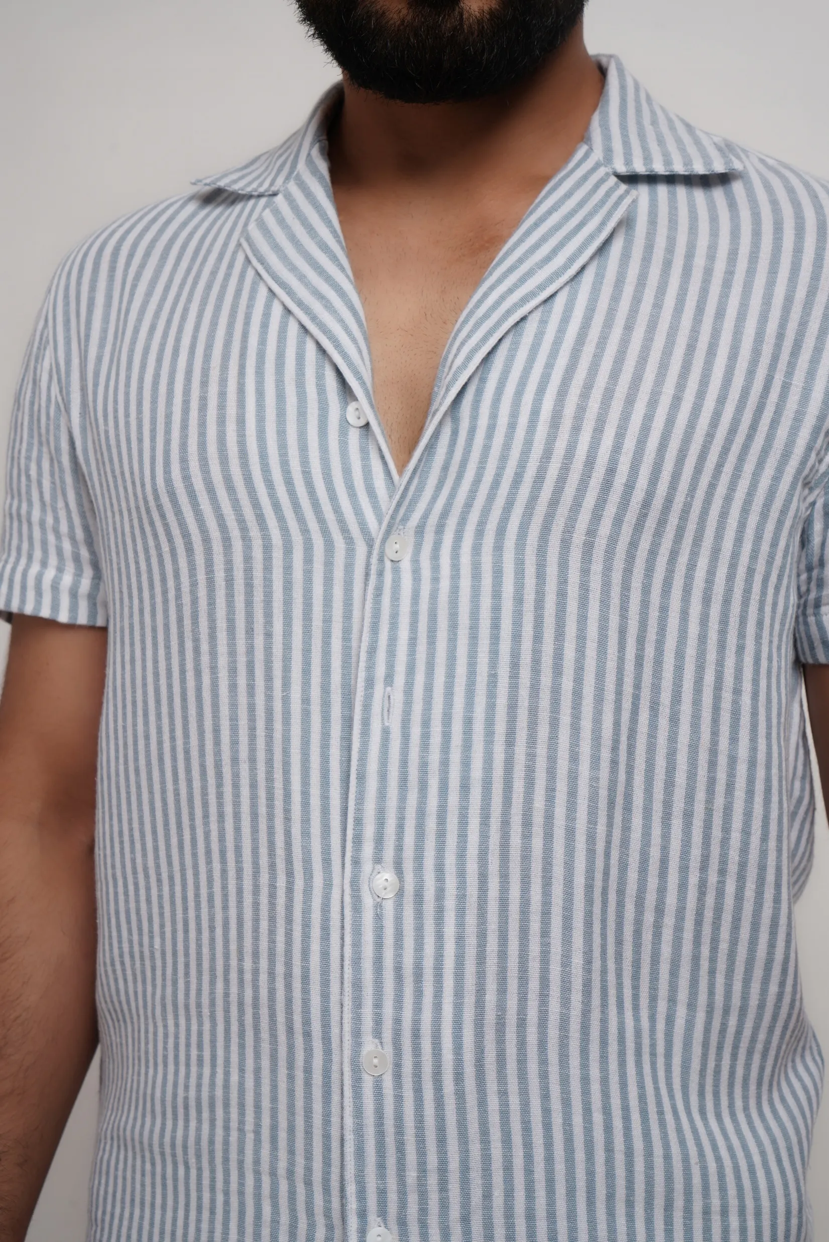 Blue Striped Lapel Shirt