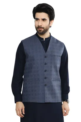 Blue Wash & Wear Waistcoat