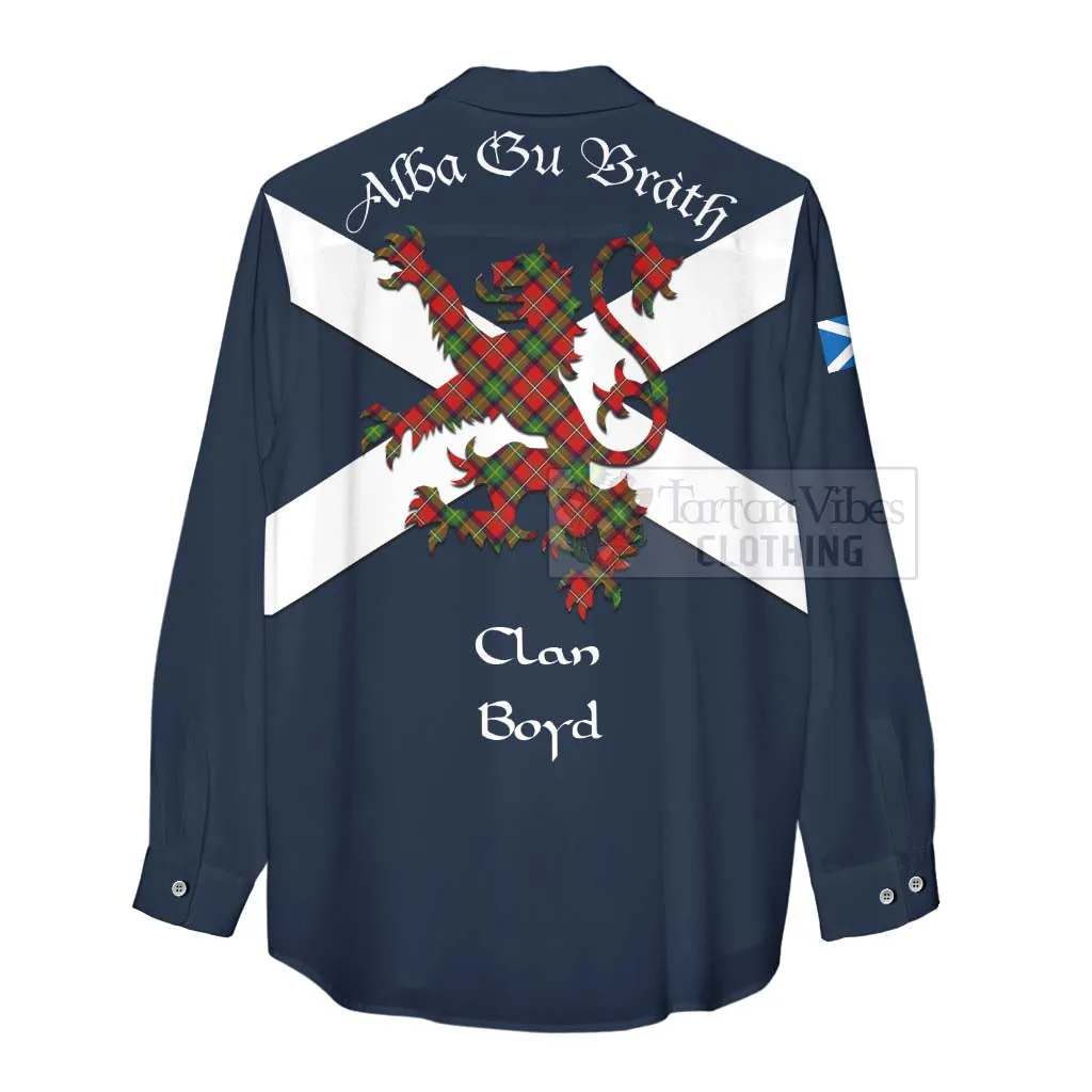 Boyd Tartan Lion Rampant Women's Casual Shirt Proudly Display Your Heritage with Alba Gu Brath and Clan Name