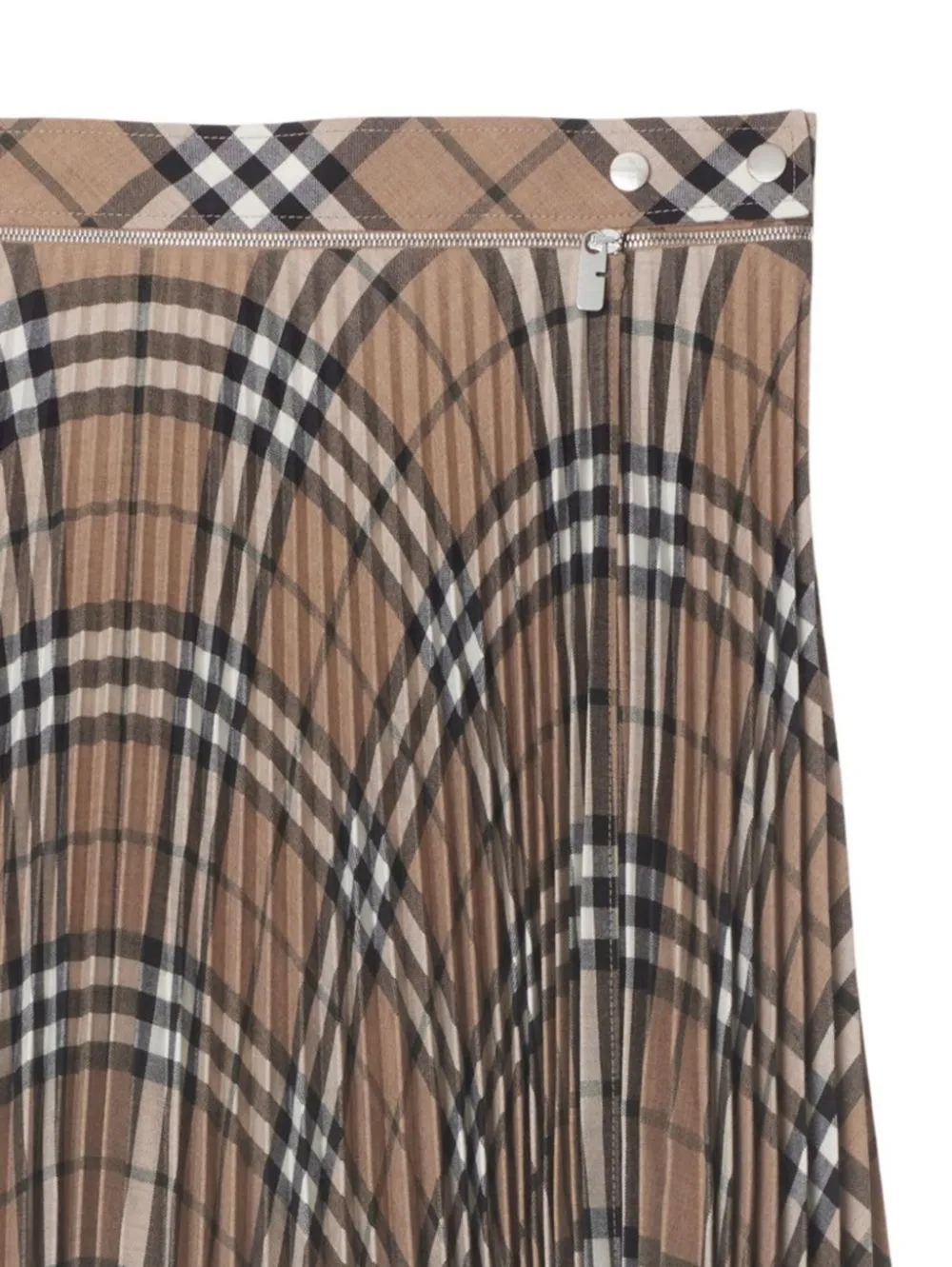 Brown Wool Blend Pleated Skirt