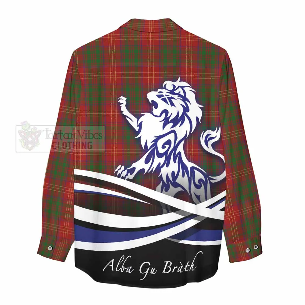 Burns Tartan Women's Casual Shirt with Alba Gu Brath Regal Lion Emblem