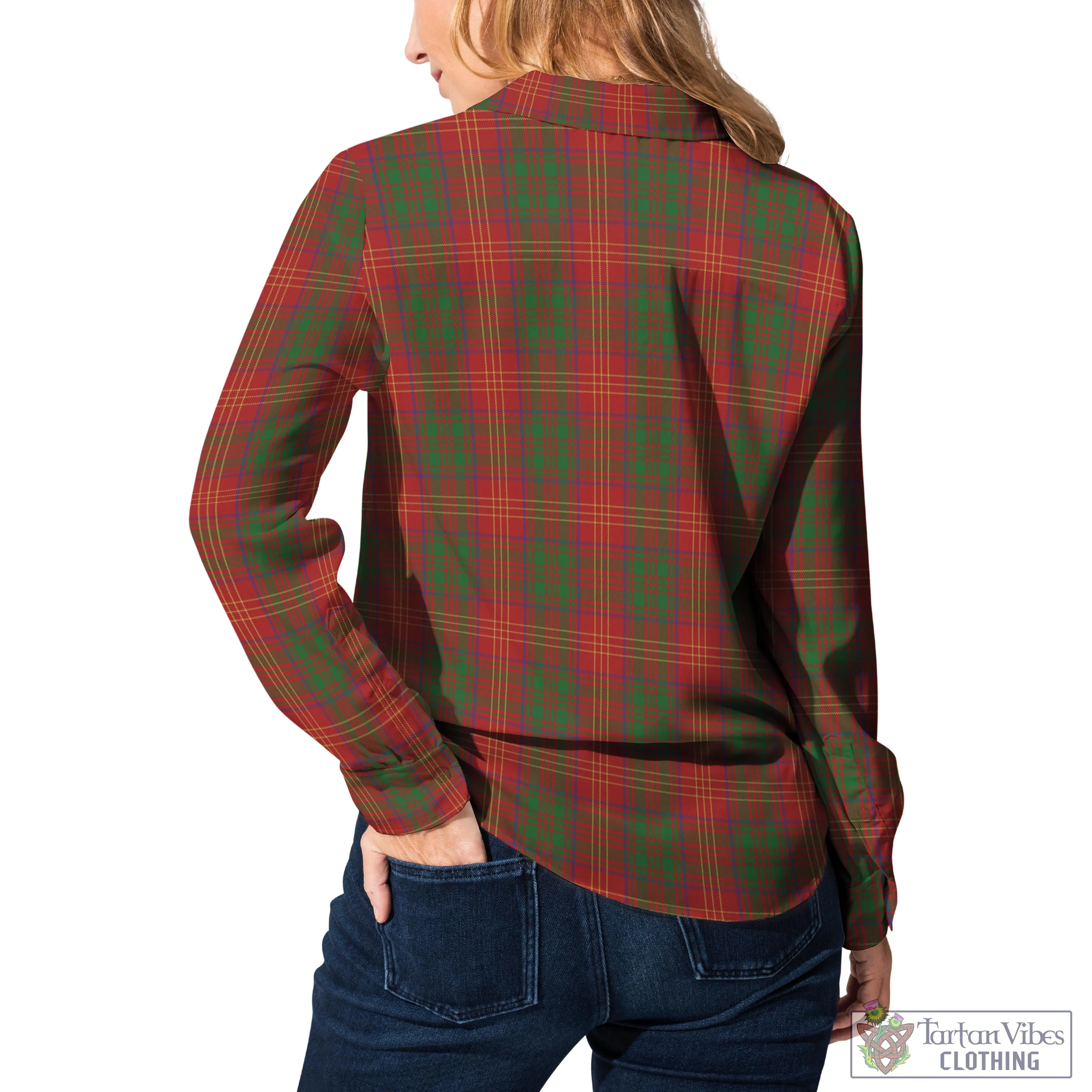 Burns Tartan Women's Casual Shirt with Family Crest