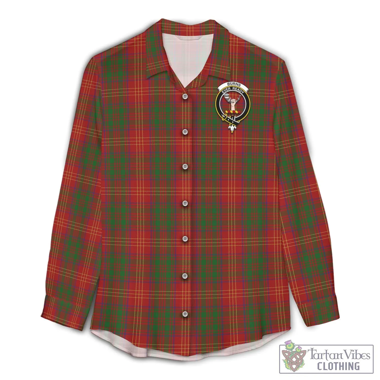Burns Tartan Women's Casual Shirt with Family Crest