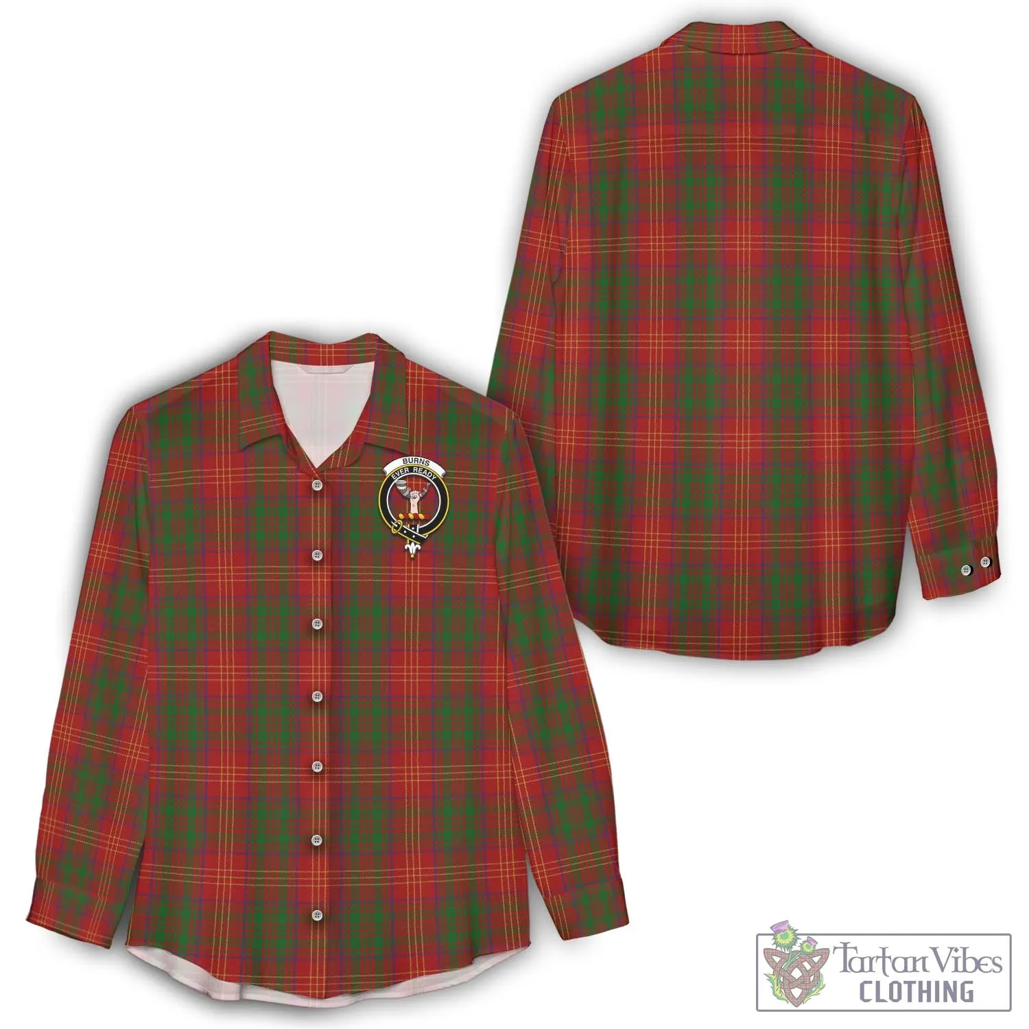 Burns Tartan Women's Casual Shirt with Family Crest