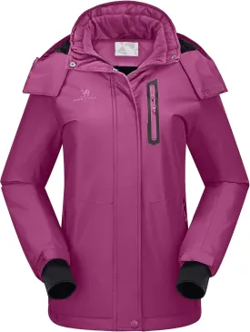 CAMEL CROWN Women's Ski Jacket Waterproof Warm Winter Snow Coat Hooded Mountain Outdoor Windbreaker Windproof Jacket