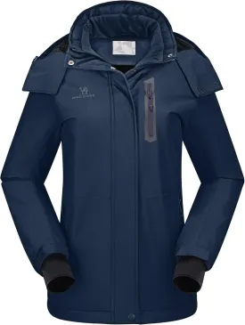 CAMEL CROWN Women's Ski Jacket Waterproof Warm Winter Snow Coat Hooded Mountain Outdoor Windbreaker Windproof Jacket
