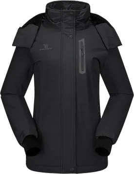 CAMEL CROWN Women's Ski Jacket Waterproof Warm Winter Snow Coat Hooded Mountain Outdoor Windbreaker Windproof Jacket