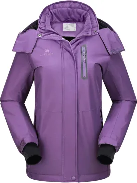 CAMEL CROWN Women's Ski Jacket Waterproof Warm Winter Snow Coat Hooded Mountain Outdoor Windbreaker Windproof Jacket