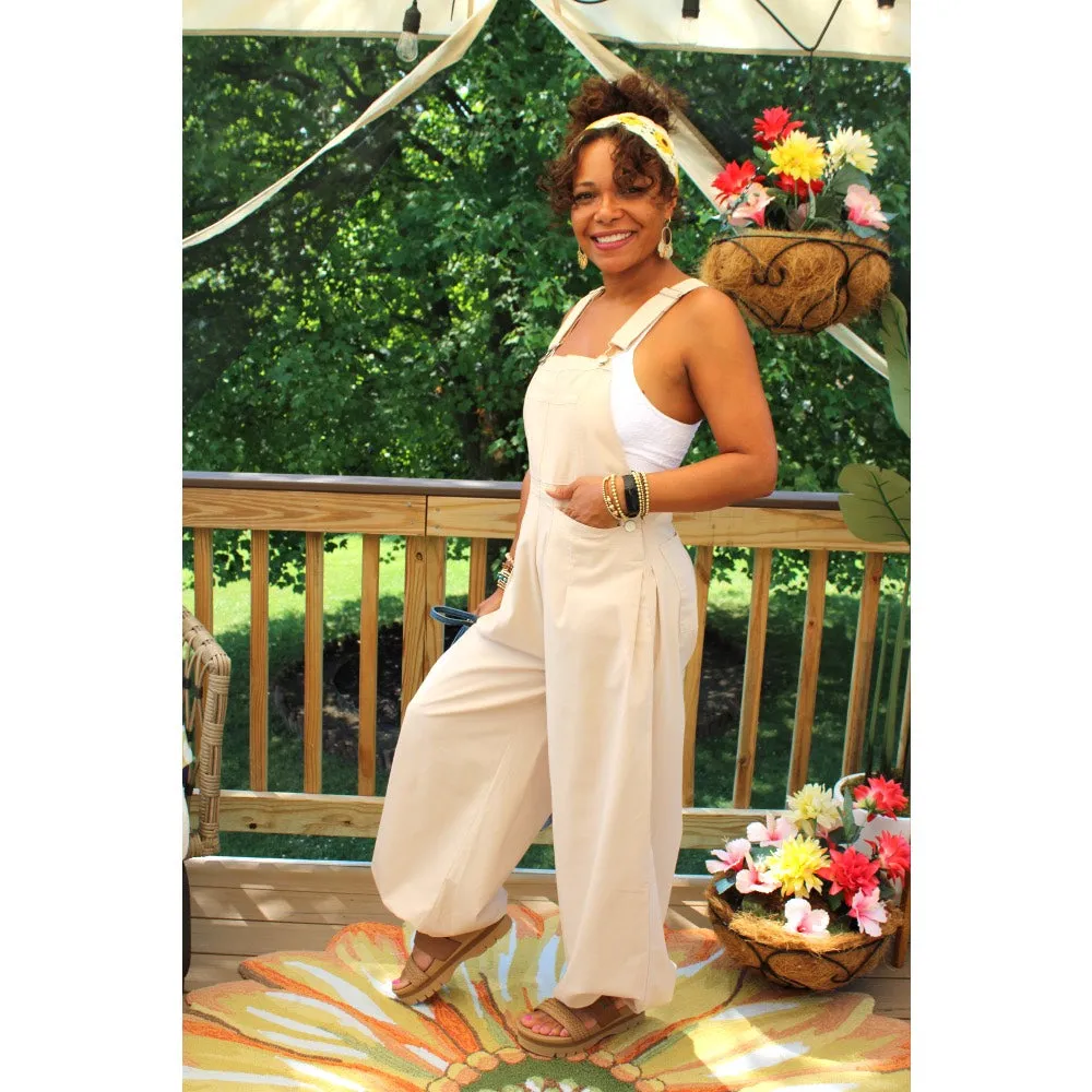 Cargo Drawstring Overall Jumpsuit