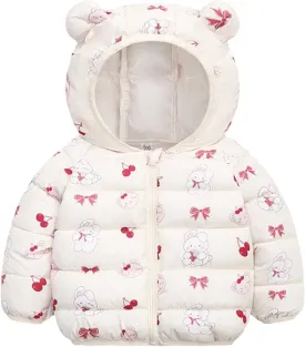 Cute Hooded Down Padded Jacket Coat for Toddler Kids Fall Winter Thicken Warm Furry Fuzzy Little Girls Snow Jacket