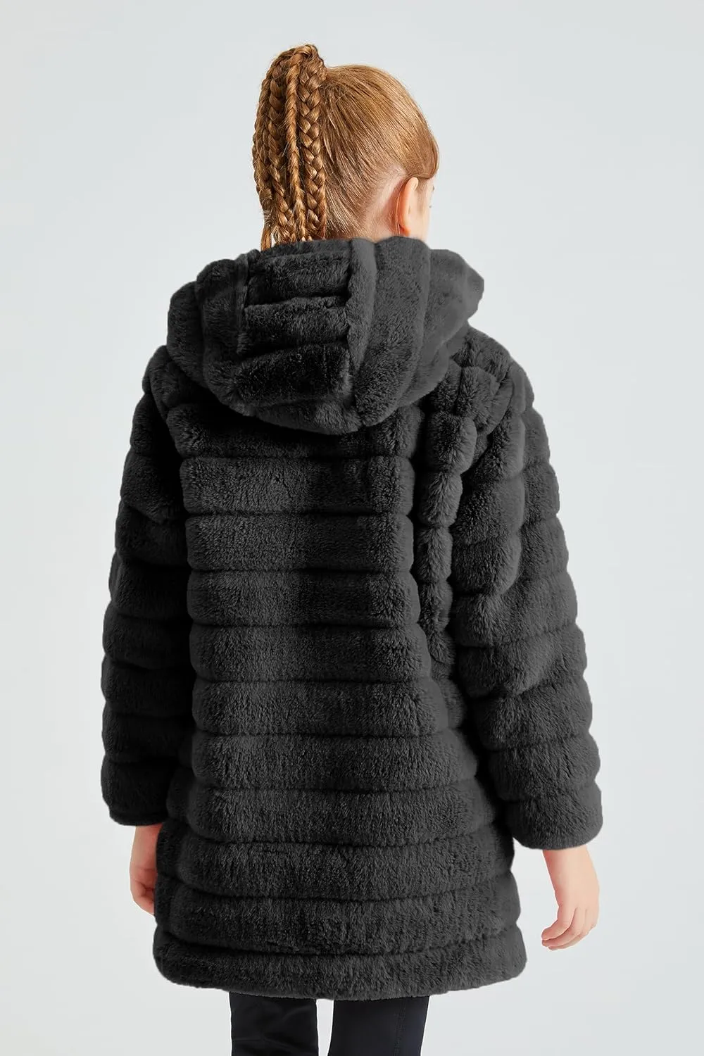 Giolshon Girls Faux Fur Fleece Jacket Sherpa Fuzzy Hoodie Winter Coat with Full Zip Fluffy Outerwear 2169