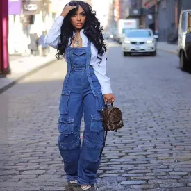 Girlary 2024 Denim Jumpsuit Women Loose Vintage Preppy Style Overalls Female Fashion Streetwear Chic Popular Harajuku