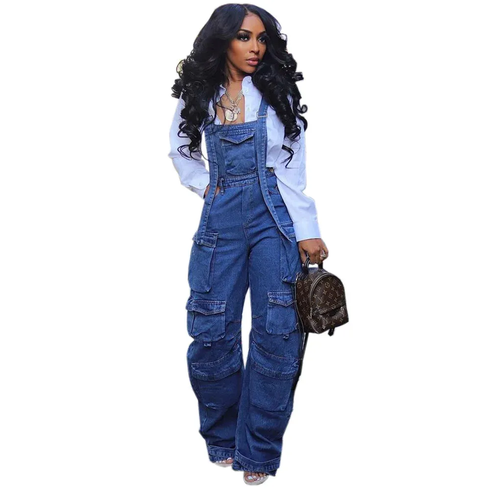 Girlary 2024 Denim Jumpsuit Women Loose Vintage Preppy Style Overalls Female Fashion Streetwear Chic Popular Harajuku