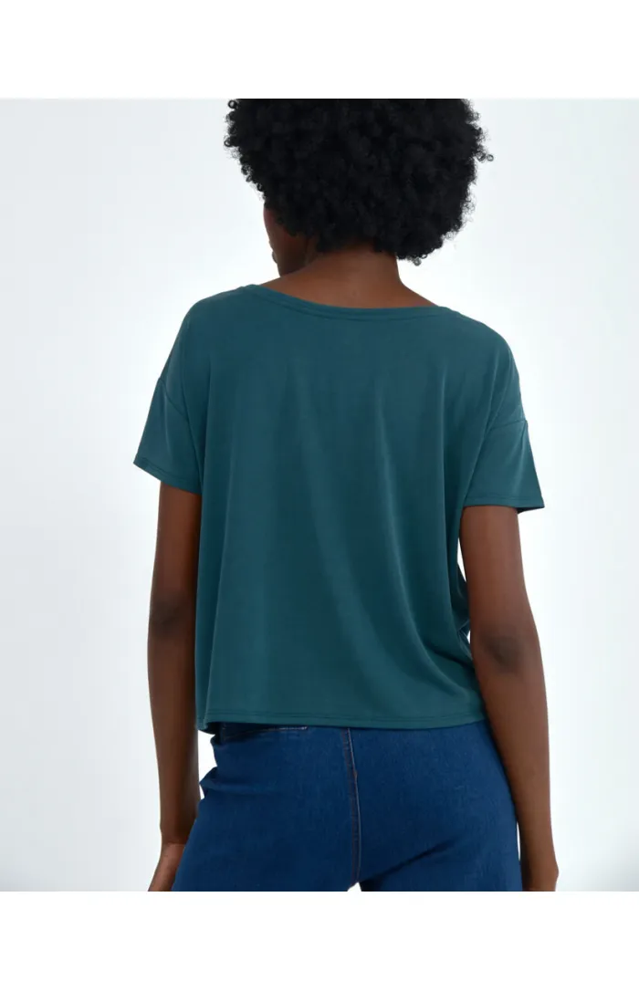 Groene losvallende top | Surkana loose fit boat neckline t-shirt green