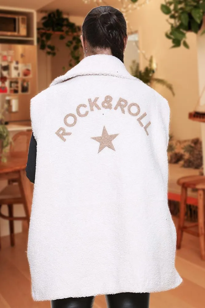 Italian Borg Collar Sleeveless Coat