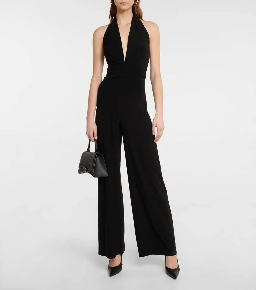 Jersey jumpsuit with halter neckline NORMA KAMALI, black