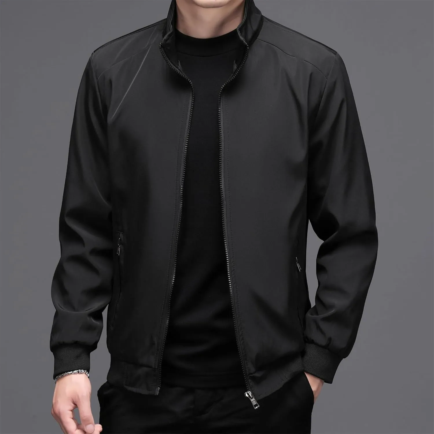 JEShifangjiusu Men'S Lightweight Shirt Jacket Casual Long Sleeve Full Zip Shacket Jackets Bomber Shirt Jacket Vintage Coat