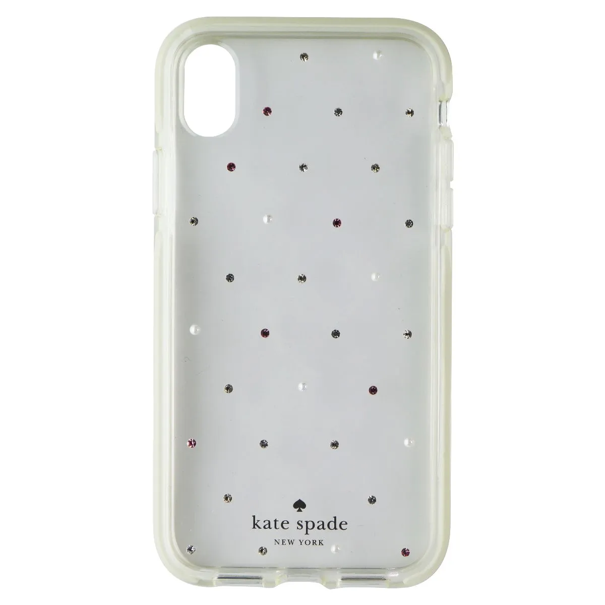 Kate Spade Defensive Hardshell Case for Apple iPhone XR - Clear / Pin Dot Gems