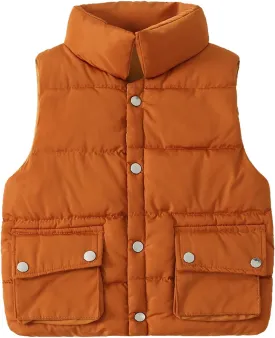 Kids Boys Girls Sleeveless Puffer Jacket Windproof Vest Zipper Thicken Warm Outerwear Winter Padded Waistcoat Vest