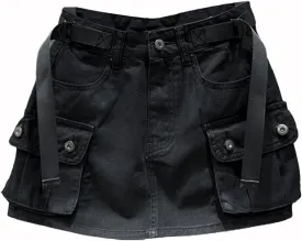 Kinghua Womens Mini Cargo Skirt Low Waist Y2k Short Denim Jean Skirt