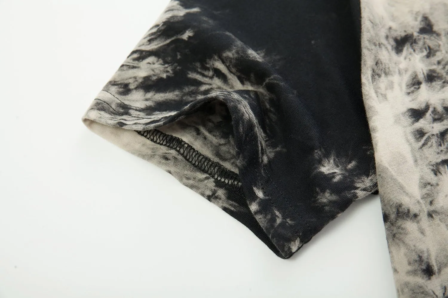KLIEGOU Mens Hip Hop Tie-Dyed Hipster Curve Hem T Shirt