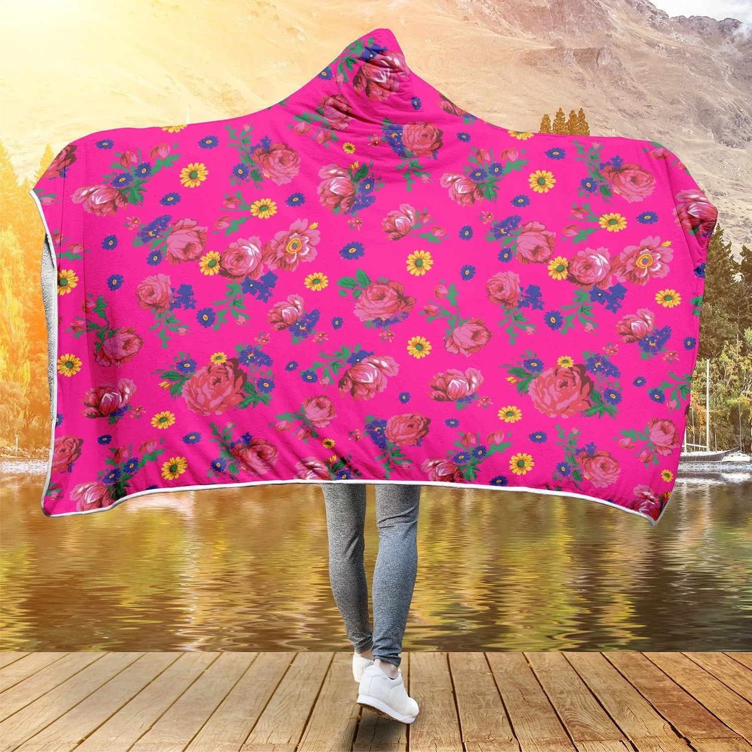 Kokum Ceremony Pink Hooded Blanket