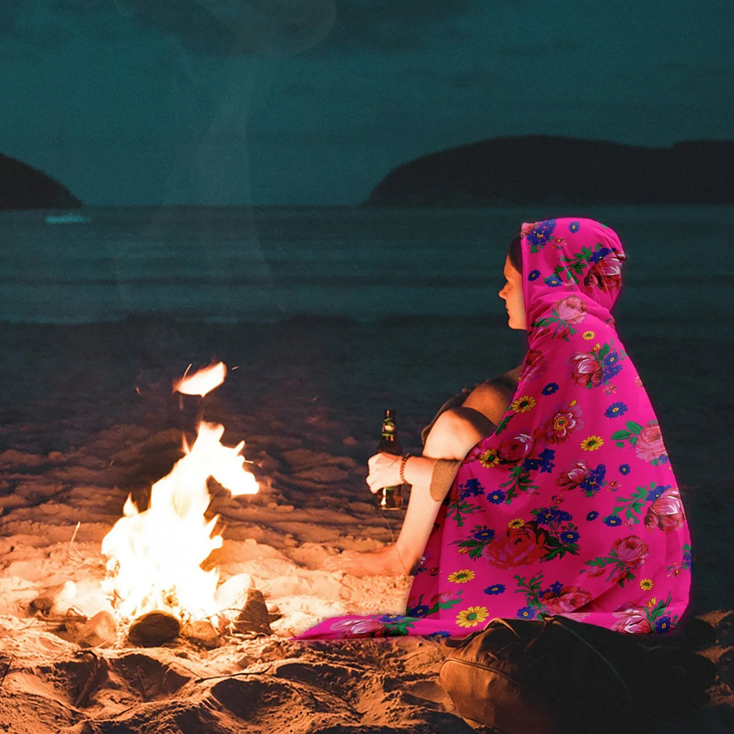 Kokum Ceremony Pink Hooded Blanket