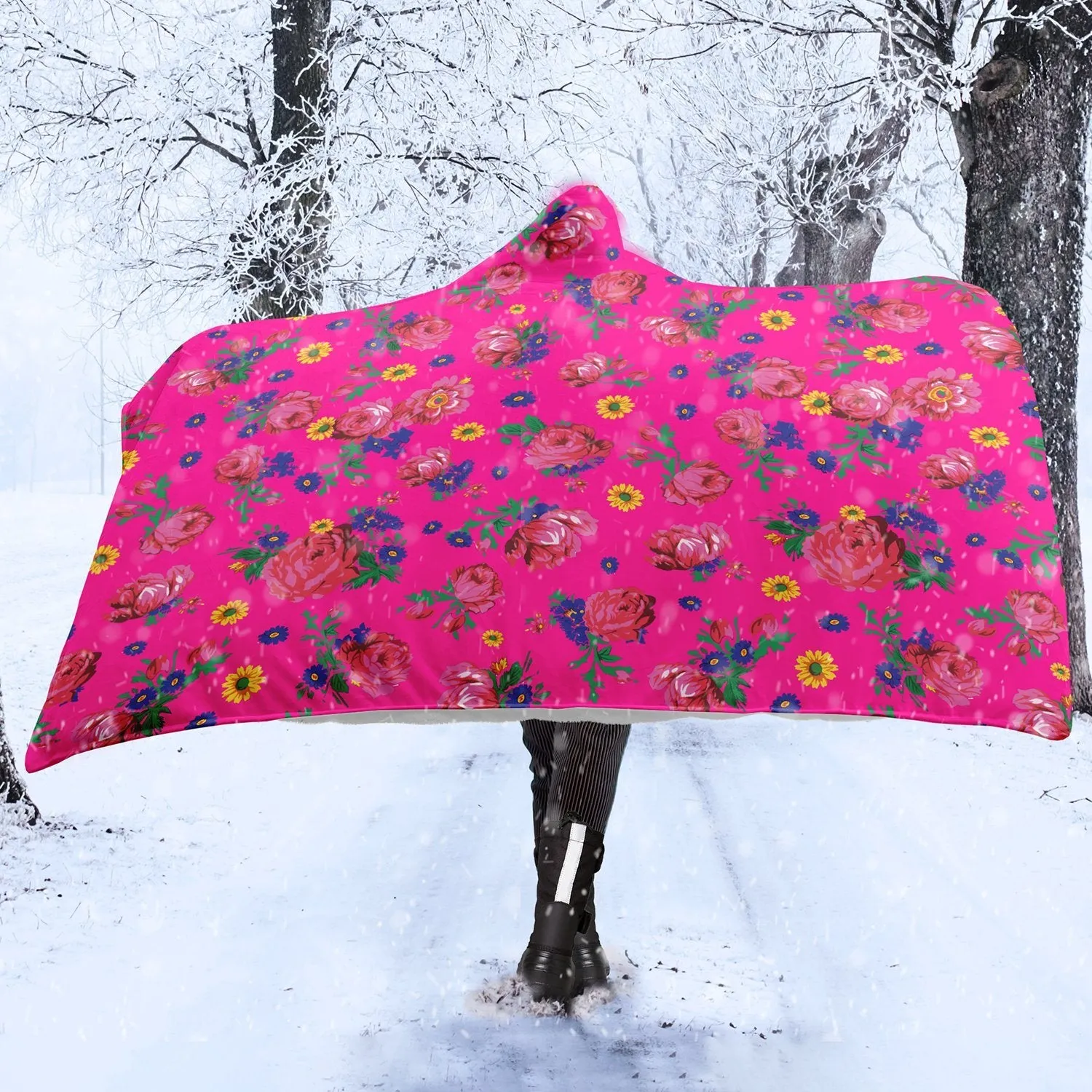 Kokum Ceremony Pink Hooded Blanket