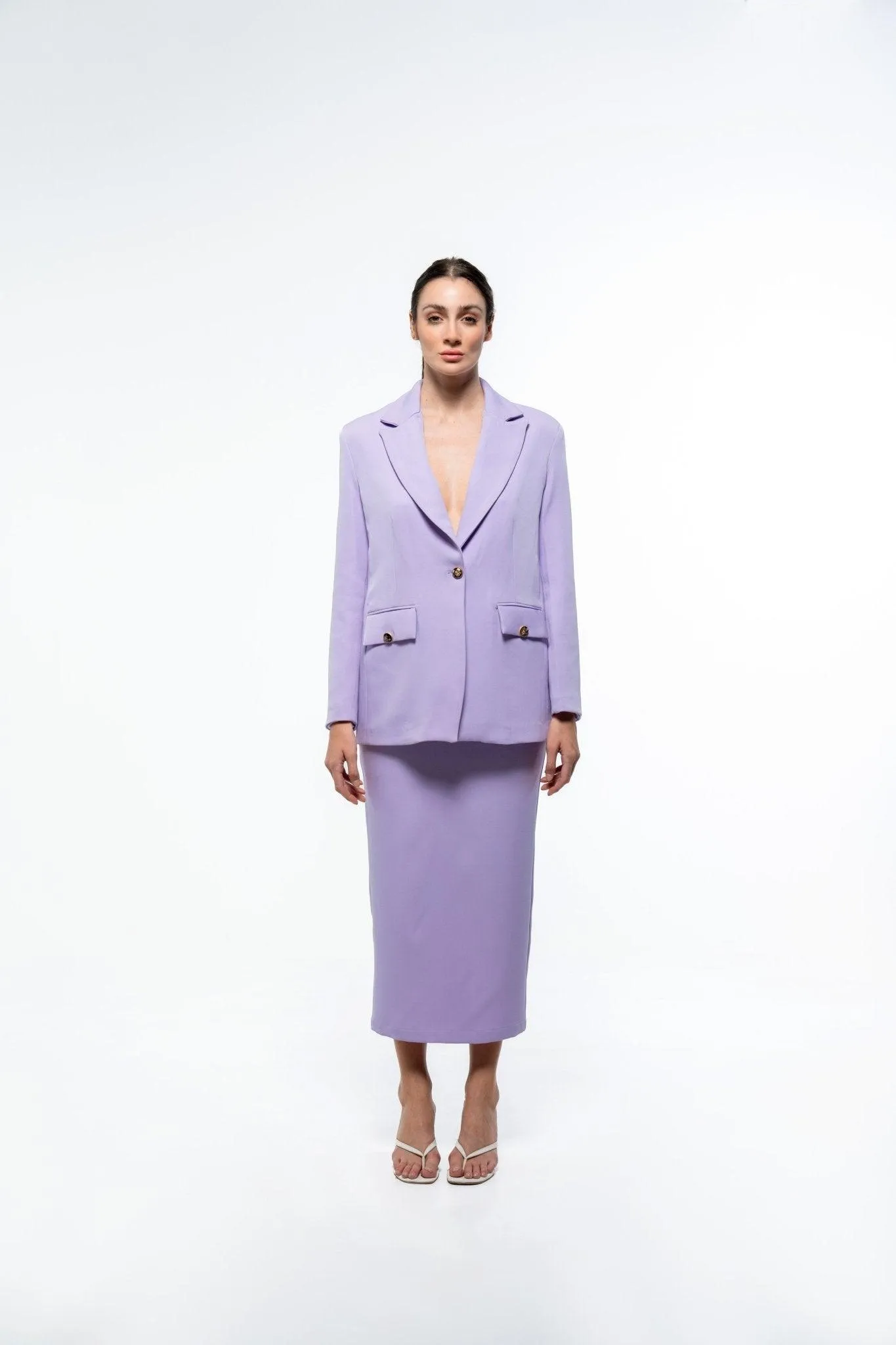 LAVENDER SINGLE BREASTED BLAZER WITH POCKETS