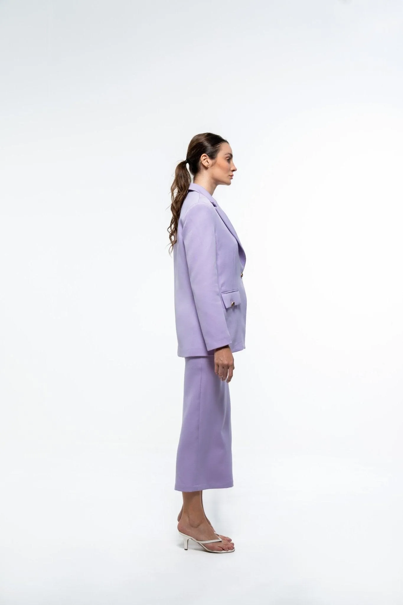 LAVENDER SINGLE BREASTED BLAZER WITH POCKETS