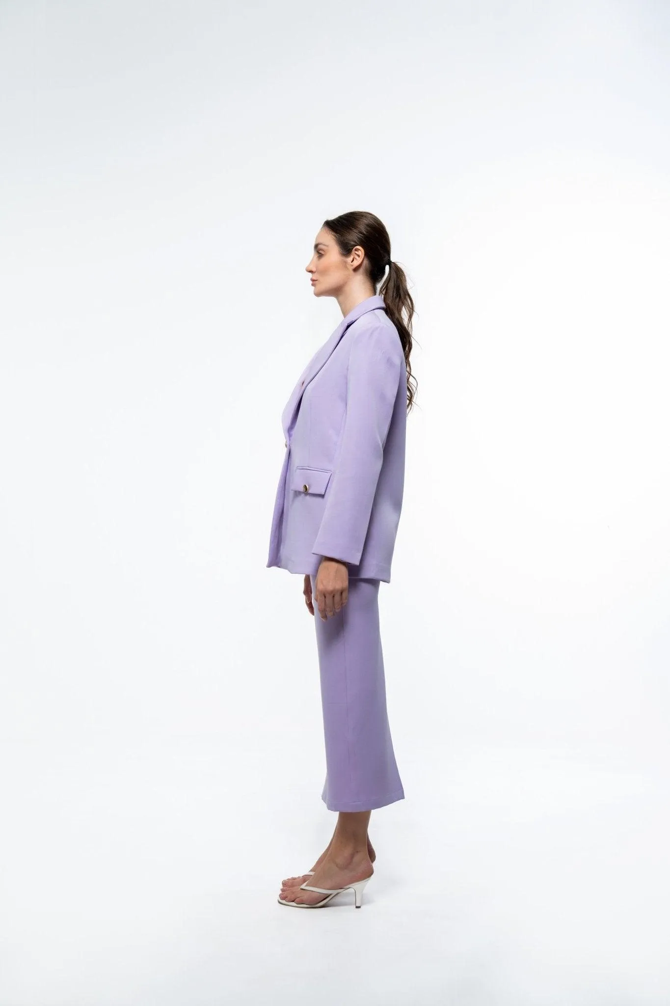 LAVENDER SINGLE BREASTED BLAZER WITH POCKETS