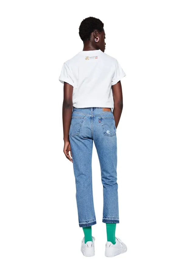 Levi's pantalone jeans da donna 501 Original Cropped largo alla caviglia 362000248 Light Indigo Destructed-Blu