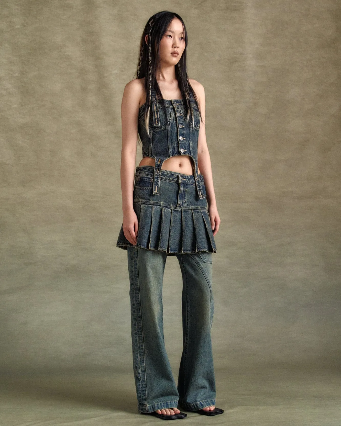 LEVIS X ADSB PLEATED SKIRT apa778w(TINTED INDIGO)